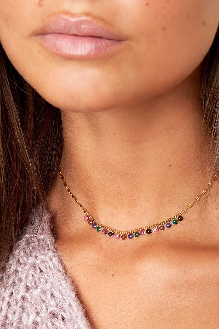 stainless steel necklace with natural stones  Picture3